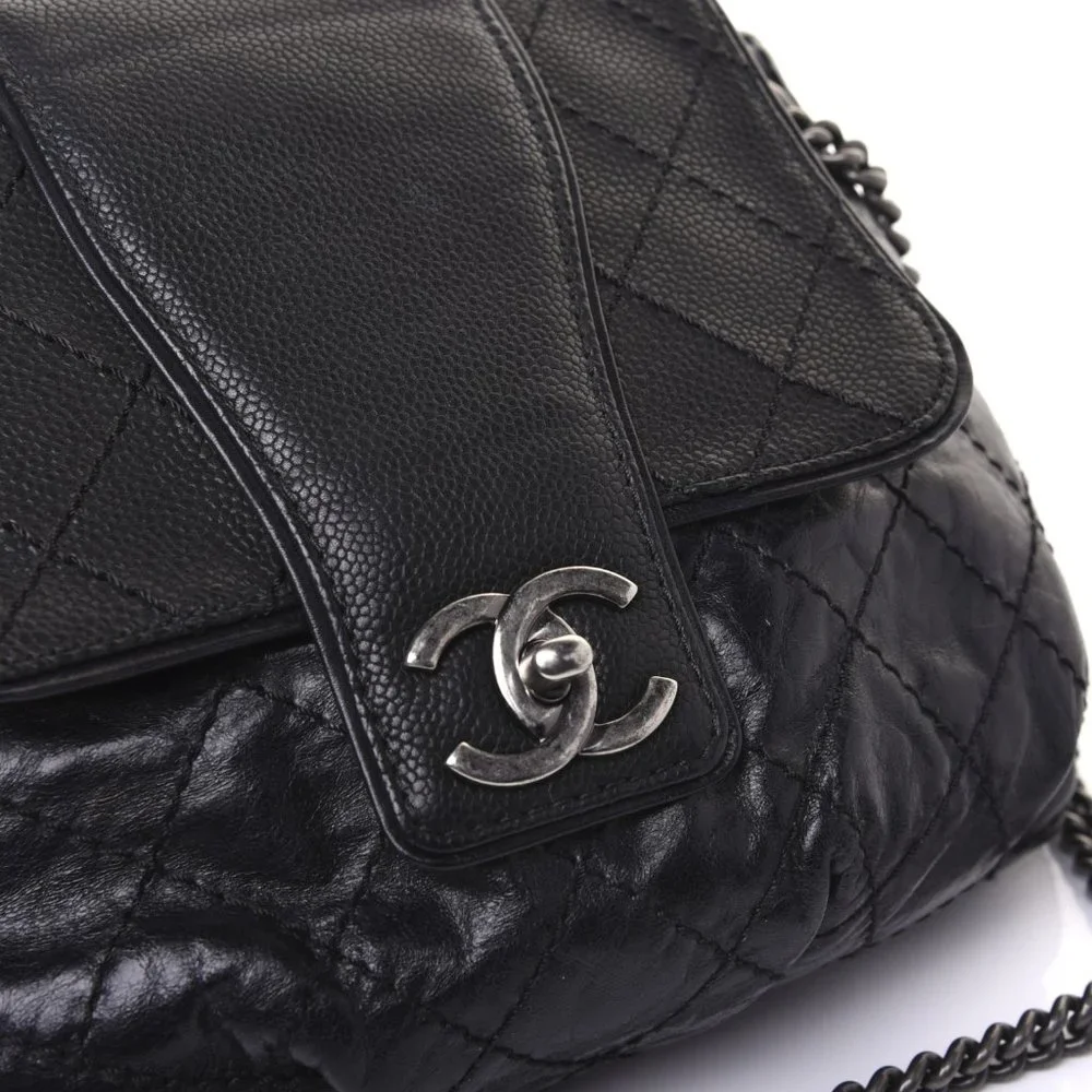 CHANEL Caviar And Aged Calfskin Medium Bubble Graphic Messenger Bag Black